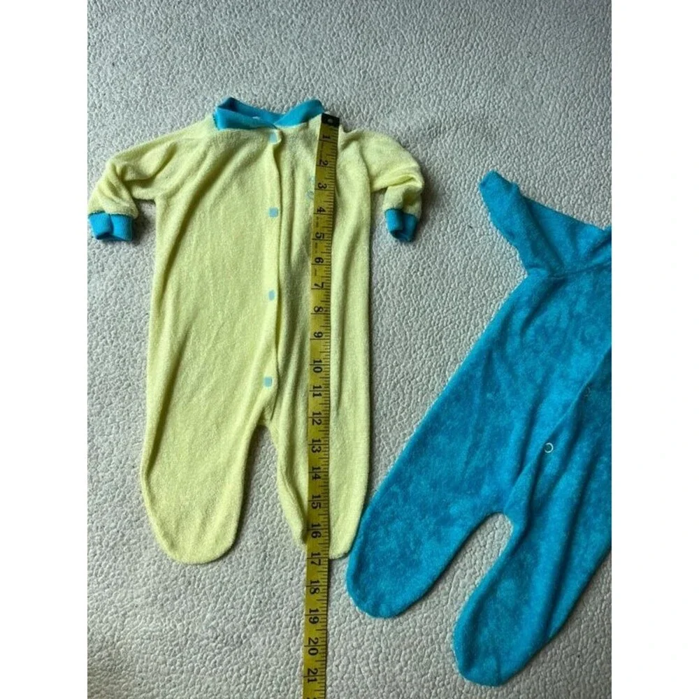 2 1990s Vintage Obion Terry Cloth Onesie Footsie Pajamas